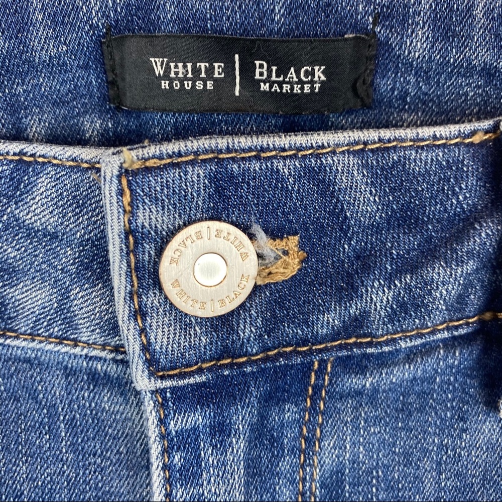 WHBM Skinny Leg Distressed Mid Rise Jeans - Picture 4 of 8